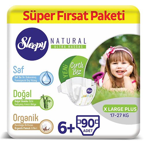 Sleepy Natural Bebek Bezi 6 Numara X Large Plus Süper Fırsat Paketi  90 Adet