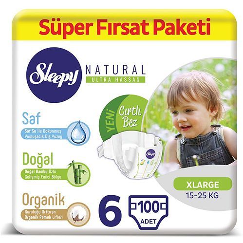 Sleepy Natural Baby Diaper No.6  X Large Super Opportunity Pack 100 pcs