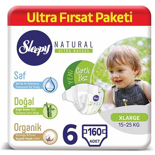 Sleepy Natural Baby Diaper No.6  X Large Ultra Opportunity Pack 160 pcs