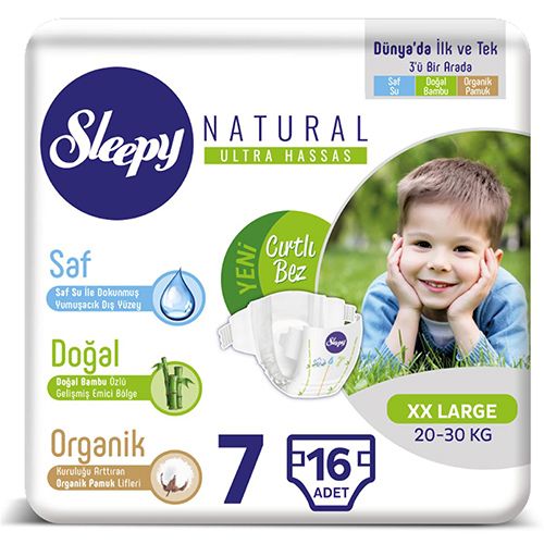 Sleepy Natural Bebek Bezi 7 Numara XX Large 16 Adet