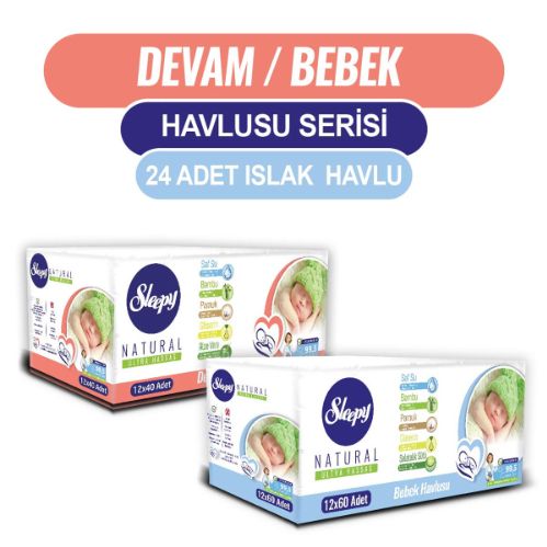 Sleepy Natural Devam Havlusu 12x40 + Bebek Havlusu 12x60