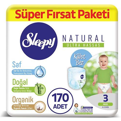 Sleepy Natural Panty Diaper No.3 Midi Super Opportunity Pack  170 pcs