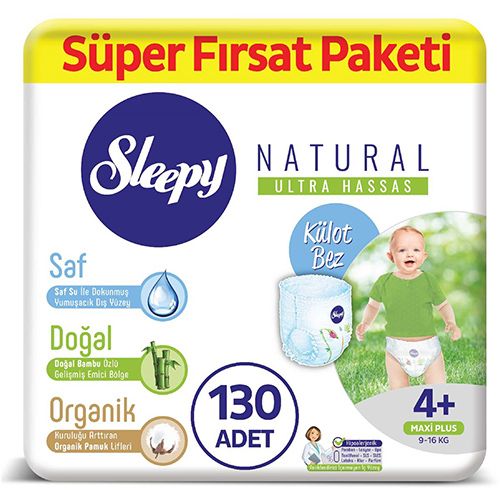 Sleepy Natural Külot Bez  4 Numara Maxi Plus Süper Fırsat Paketi 130 Adet