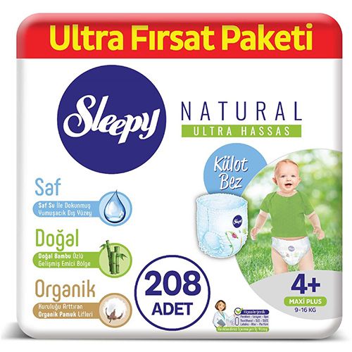 Sleepy Natural Külot Bez 4 Numara Maxi Plus Ultra Fırsat Paketi 208 Adet