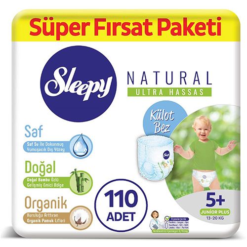 Sleepy Natural Külot Bez 5 Numara Junior Plus Süper Fırsat Paketi 110 Adet