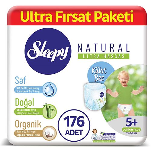 Sleepy Natural Külot Bez 5 Numara Junior Plus Ultra Fırsat Paketi 176 Adet