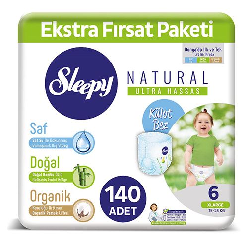 Sleepy Natural Külot Bez 6 Numara X Large Ekstra Fırsat Paketi 140 Adet