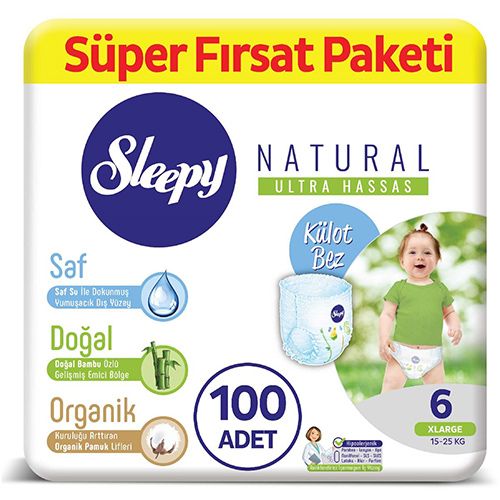 Sleepy Natural Külot Bez 6 Numara X Large Süper Fırsat Paketi 100 Adet