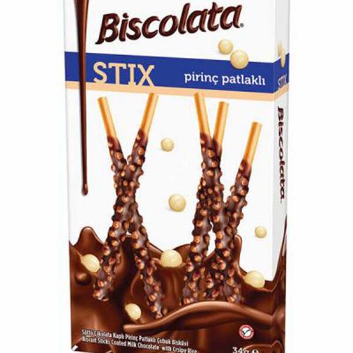 Şölen Biscolata Stix Sütlü Çikolata Kaplamalı Pirinç Çıtır Çubuk Bisküvi 34 Gr