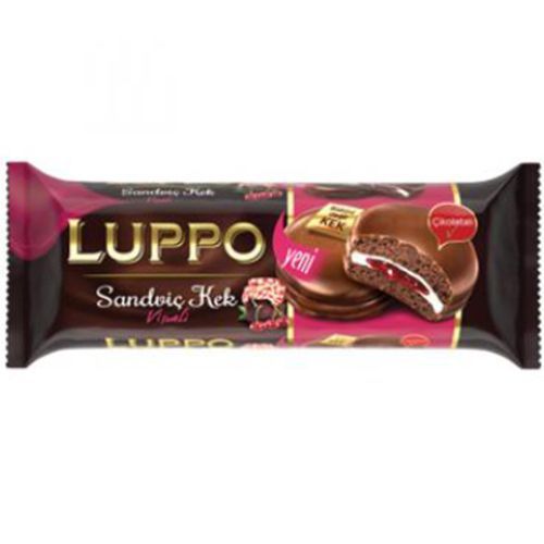 Şölen Luppo Milk Chocolate Coated with Cherry Marmalade and Marshmallow Cocoa Sandwich Cake 184 Gr