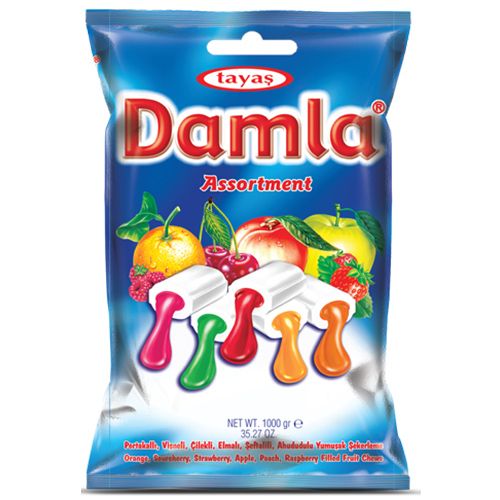 Tayaş Damla Meyve Dolgulu (Çilek, Elma, Portakal, Vişne, Ahududu, Şeftali) Yumuşak Şeker 700 Gr