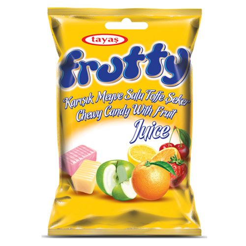 Tayaş Frutty Assorted (Strawberry, Sourcherry, Orange, Apple Juice) Toffee 1000 Gr