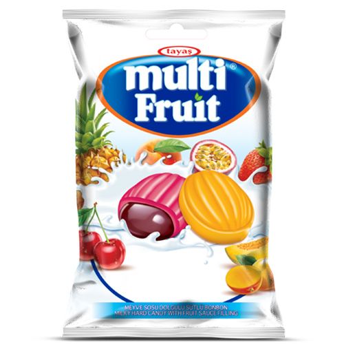 Tayaş Multi Fruit Milky Hard Candy With Fruit Sauce Filling 1000 Gr