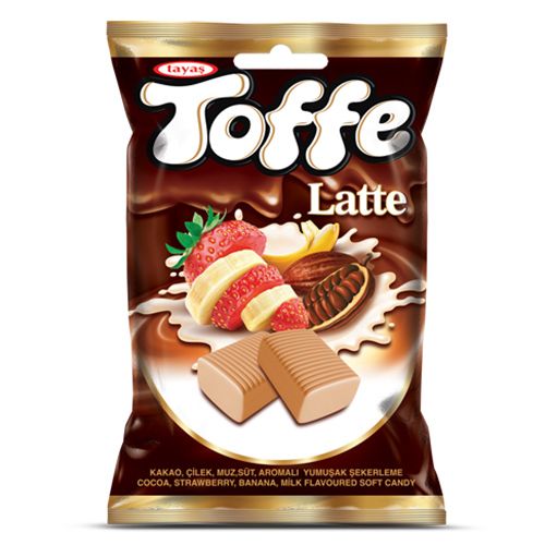 Tayaş Toffee Latte Cocoa, Strawberry, Milk, Banana Flavoured Soft Candy 1000 Gr