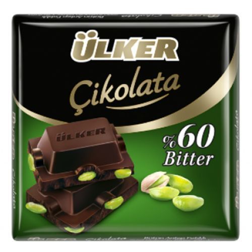 Ülker Square Dark Chocolate With Pistachio 65 Gr