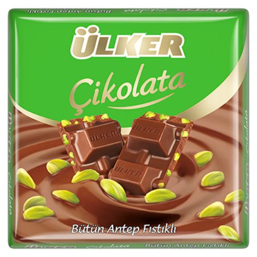 Ülker Bütün Antep Fıstıklı Sütlü Kare Çikolata 65 Gr