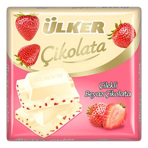 Ülker Kare Çilekli Parçacıklı Beyaz Çikolata 60 Gr