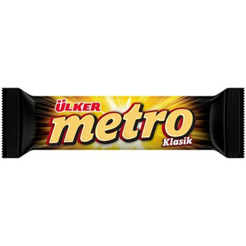 Ülker Metro Milk Chocolate Covered Caramel  & Nuga Bar  36 gr