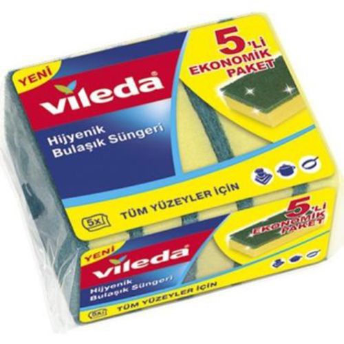 Vileda Green Flat Sponge Economical Pack of 5